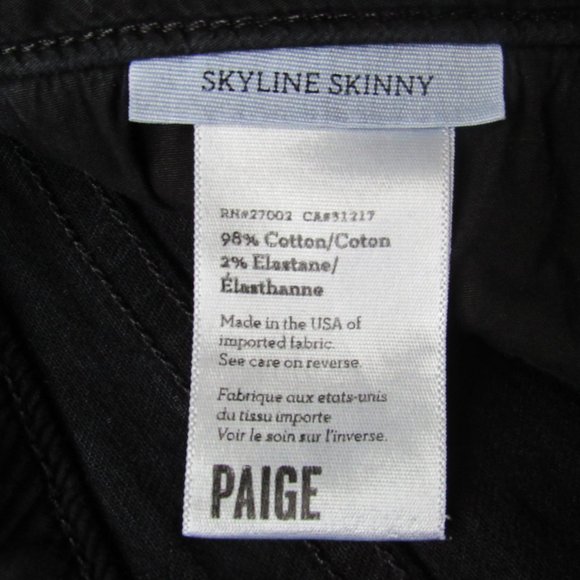 Paige Skyline Skinny Raw Hem Cropped Black 30 - Picture 5 of 8